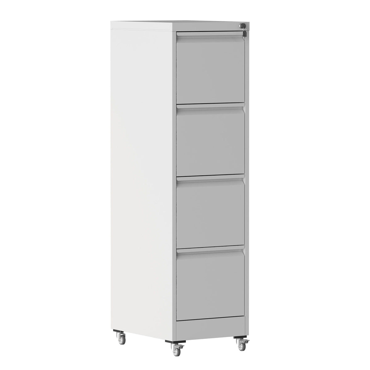 Metal Vertical File Cabinet with Locking Drawers and Wheels - Black or White