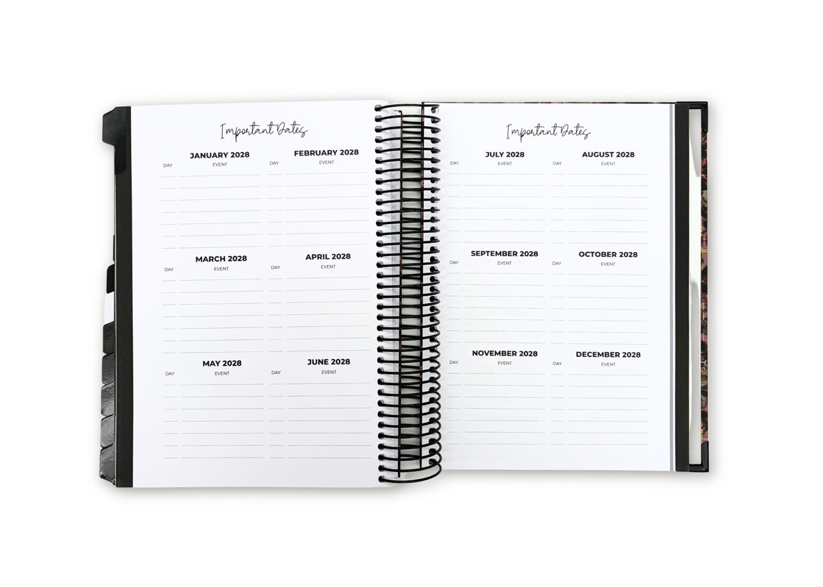 2027 Black Leather Look Daily Planner Basic Bundle