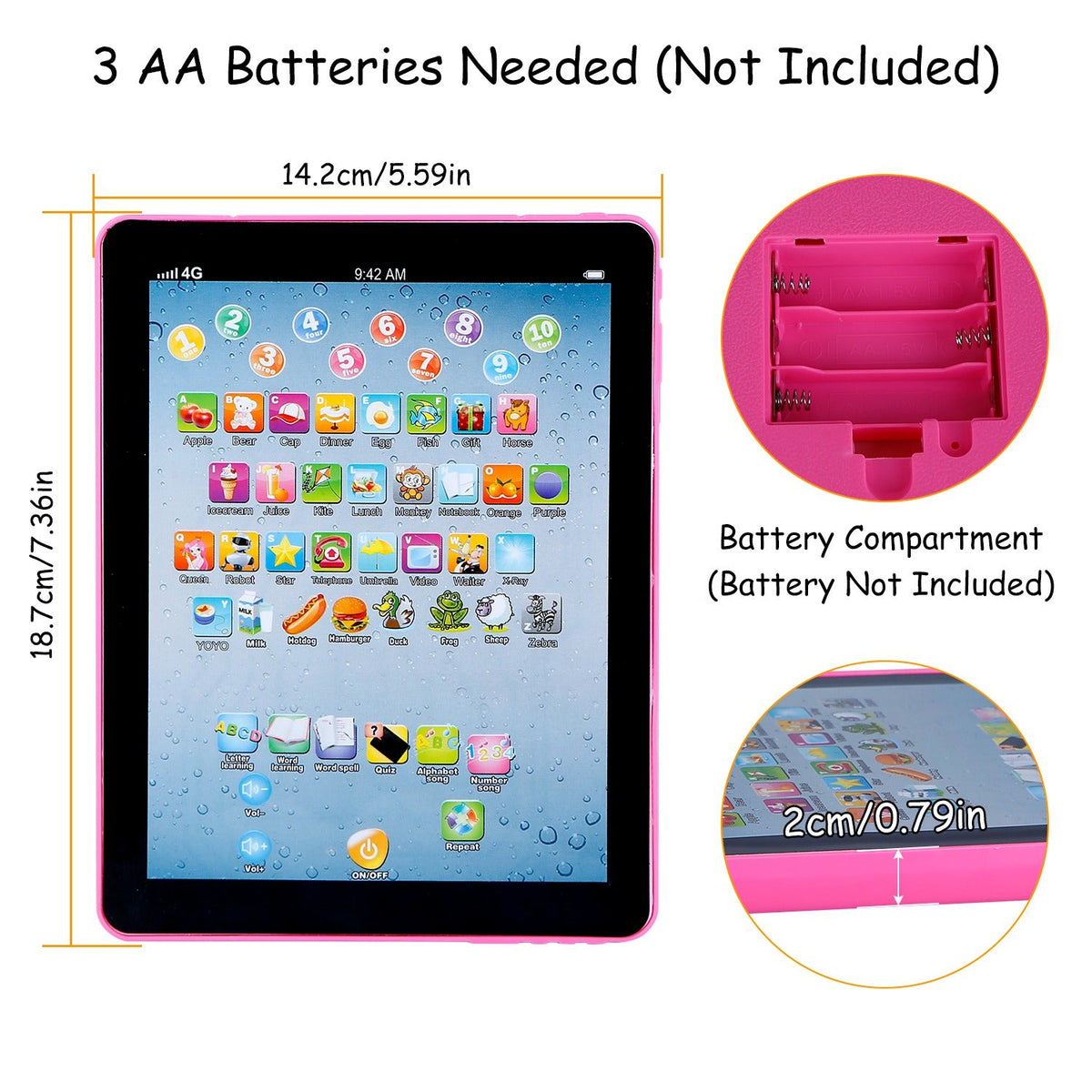 Baby Learning Tablet Educational Mini Pads Toys Touch Learn Toddler Tablet For ABC Numbers Words Gift For Boys Girls Aged 1-6 Year Old Kids