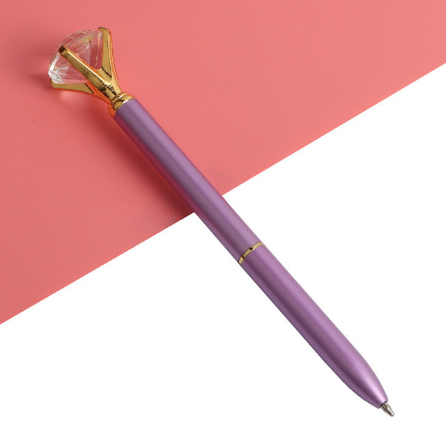 21Color Kawaii Ballpoint Pen Big Gem Metal Ball Pen With Large Diamond Blue And Black Magical Pen Fashion School Office Supplies