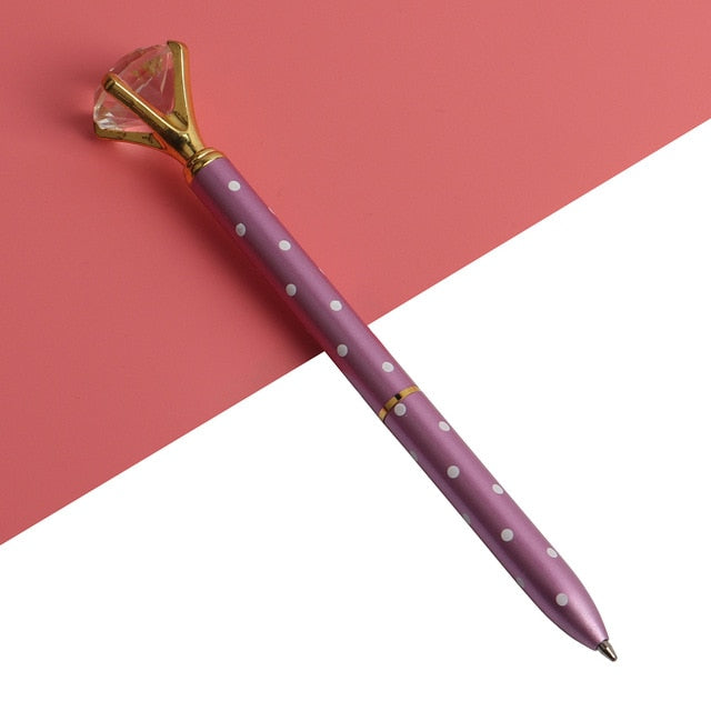 21Color Kawaii Ballpoint Pen Big Gem Metal Ball Pen With Large Diamond Blue And Black Magical Pen Fashion School Office Supplies