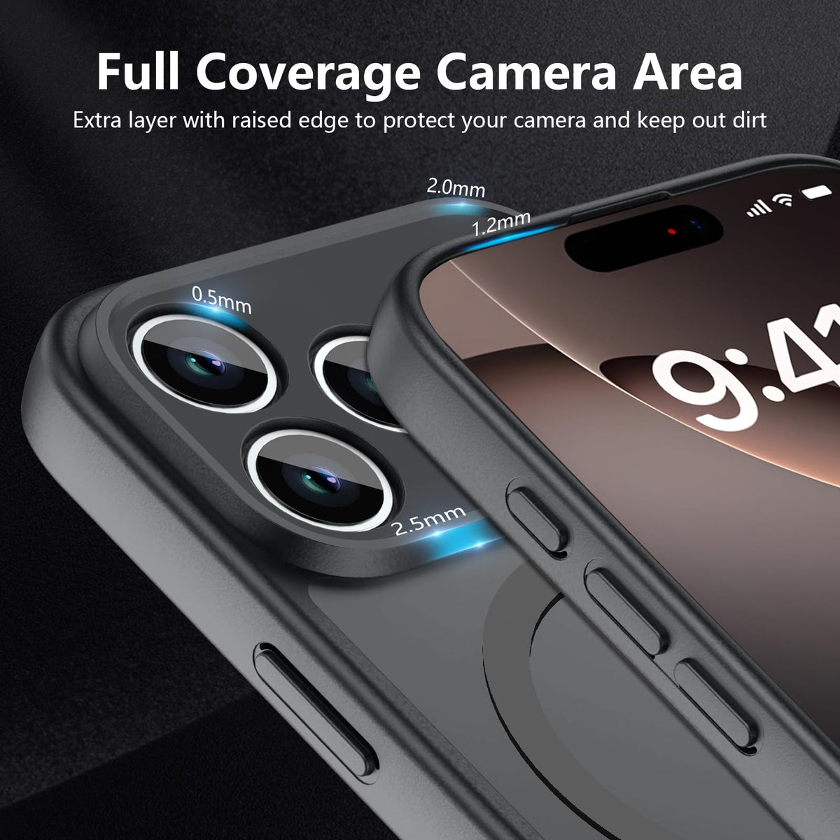 YFEMLAZ Magnetic for iPhone 17 Pro Max Case,with Screen Protectors X2,Full Camera Protection,Compatible with MagSafe,Translucent Matte,Anti-Fingerprint?Shockproof Protective Phone Case,6.9",Black
