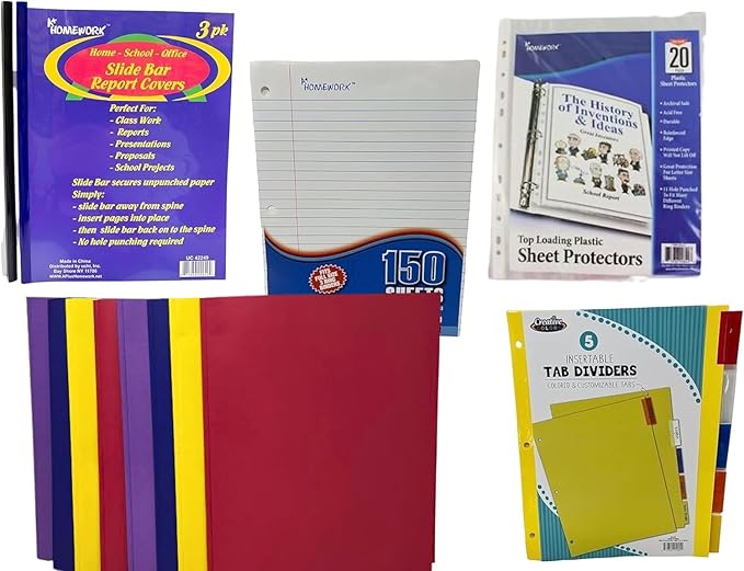 College Ruled Back to School Essential Supply Kit Bundle for Middle, High School and College: Binder, Mechanical Pencils, Sharpies, Pens, Highlighters, Folders, Note Books and More 55+ items