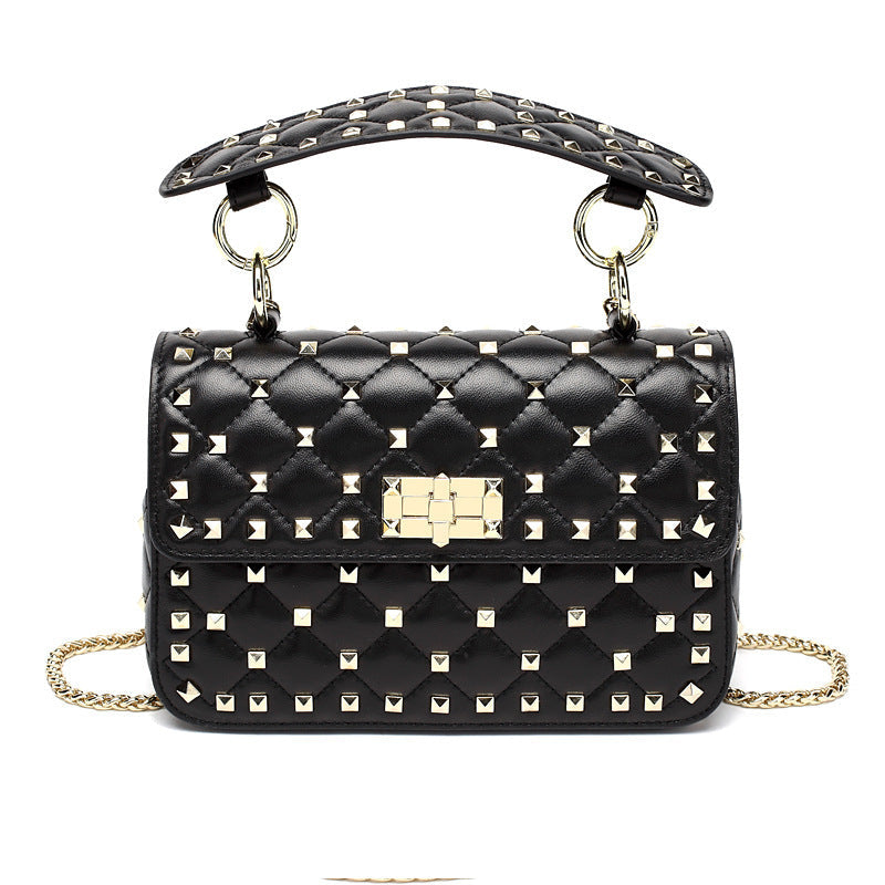 Unique Women's Genuine Leather Rivet Portable Shoulder Bags