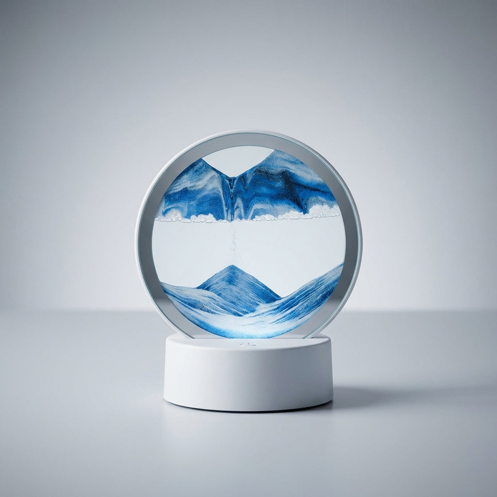 Circular Sand Art Lamp with Flowing Liquid Motion | Modern Desk Accent