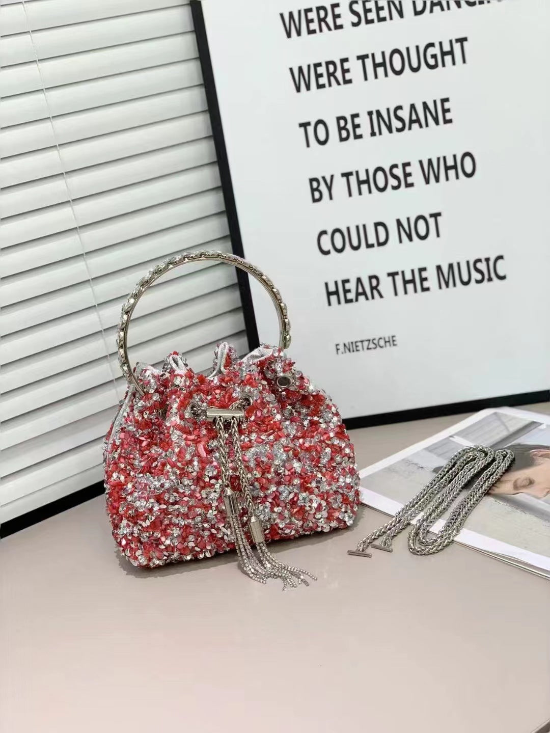 Women's Heron Live Streaming On Tassel Rhinestone Shoulder Bags