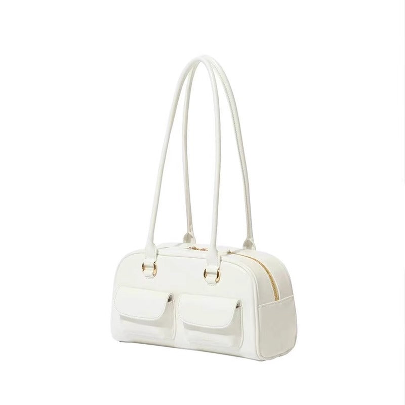 Women's Oil Wax Leather Large Capacity Bowling Shoulder Bags