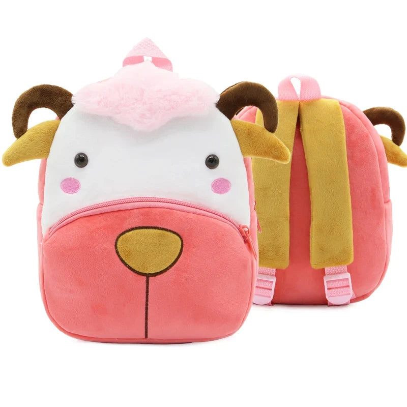 Cute Cartoon Animal School Bags – Plush Backpack for Kindergarten Kids, Boys & Girls