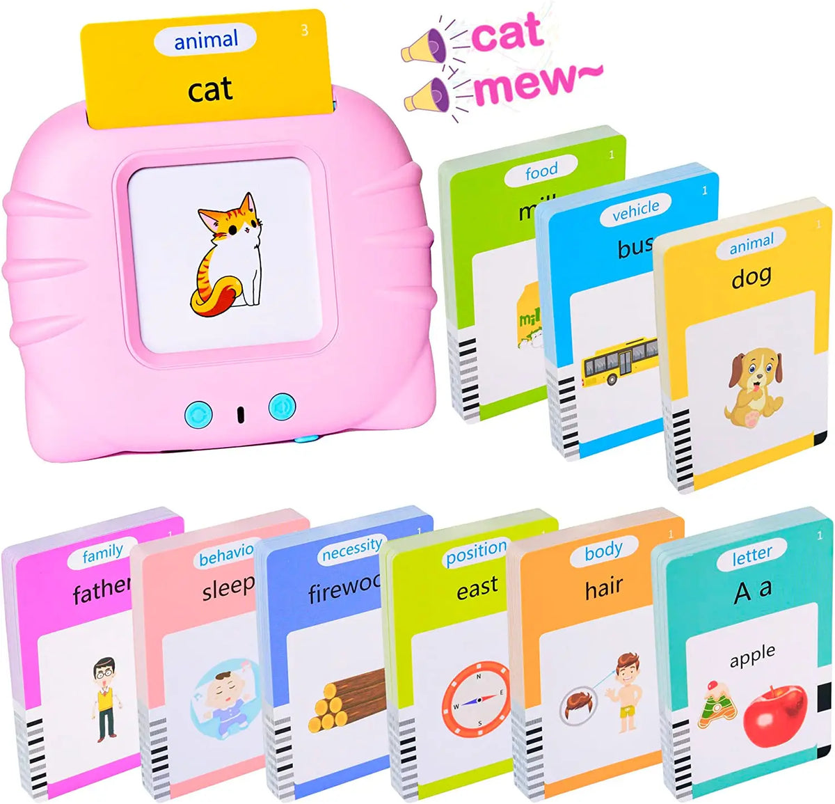 Talking Flash Cards – Early Educational Toy for Preschool Boys and Girls, Interactive Reading Machine Gift