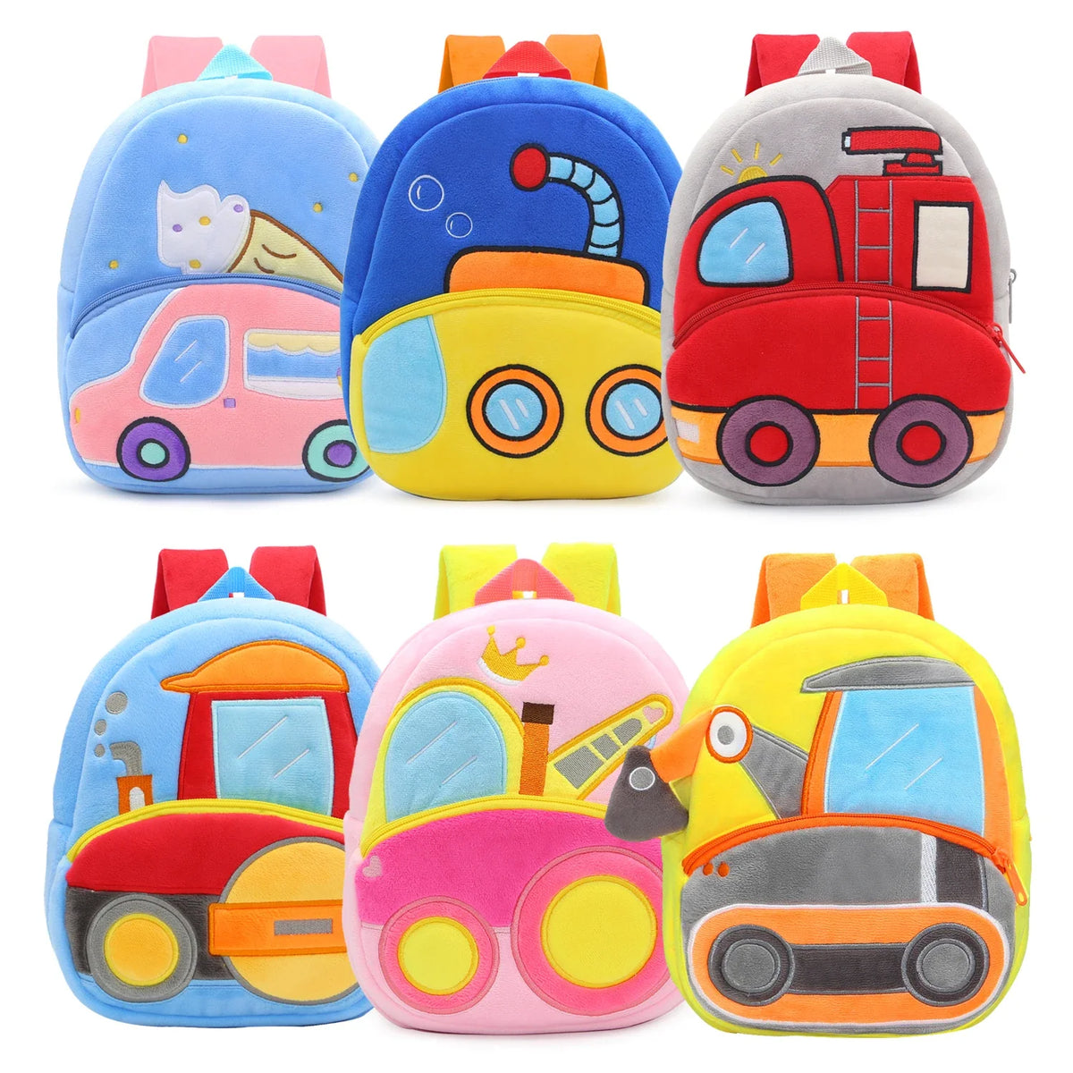 Cartoon Excavator Engineering Backpack for Kids – Plush 2-4 Years Old Small School Bag & Toy Backpack