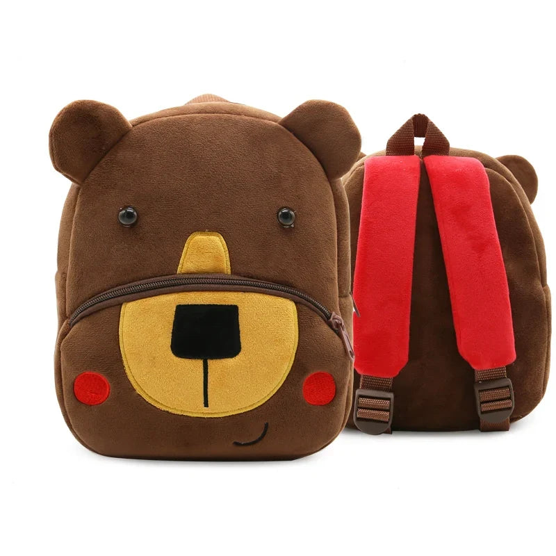 Cute Cartoon Animal School Bags – Plush Backpack for Kindergarten Kids, Boys & Girls
