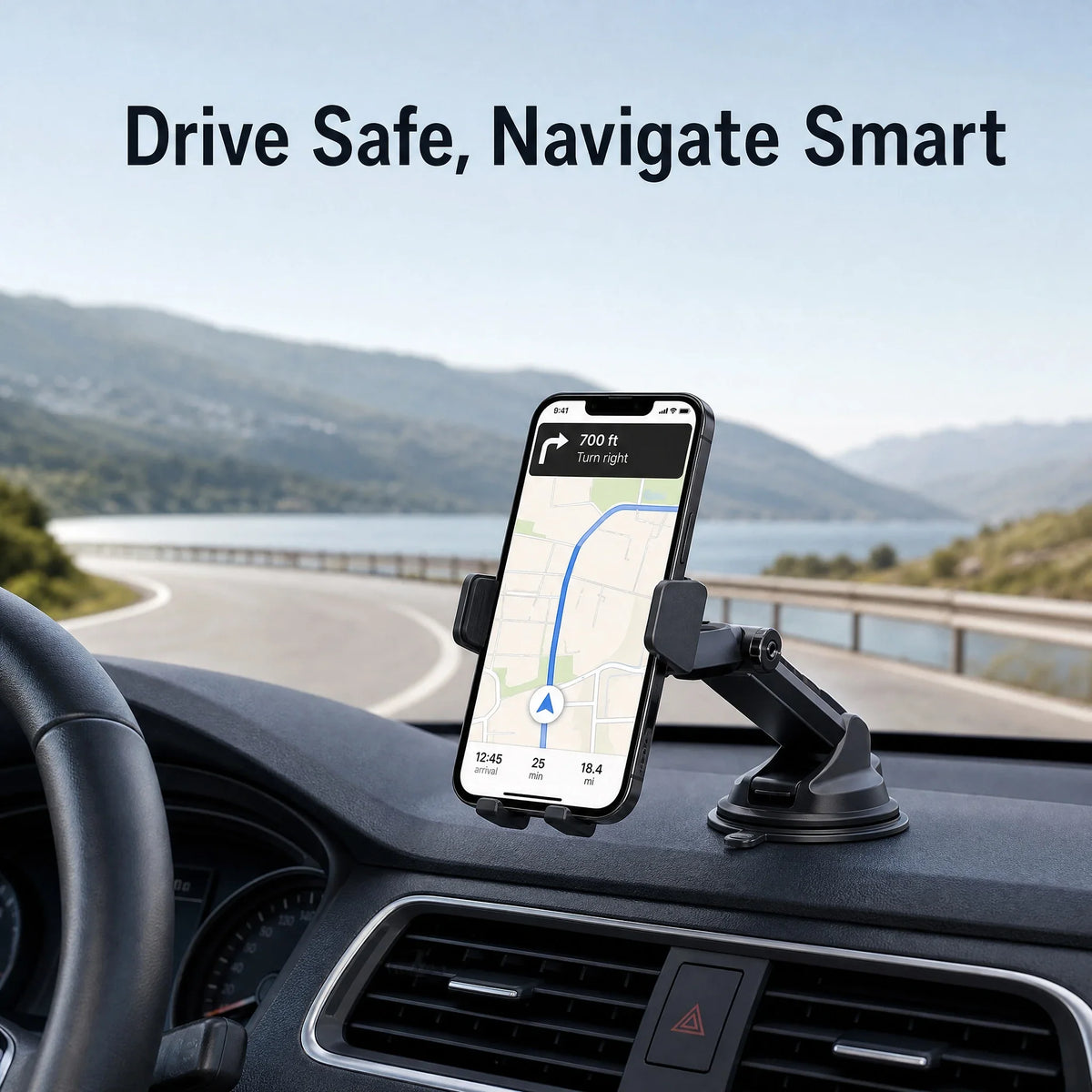 Car Phone Holder – Nano Flexible Silicone, 360° Rotation, Doesn't Block Screen, Compatible with BlackBerry.
