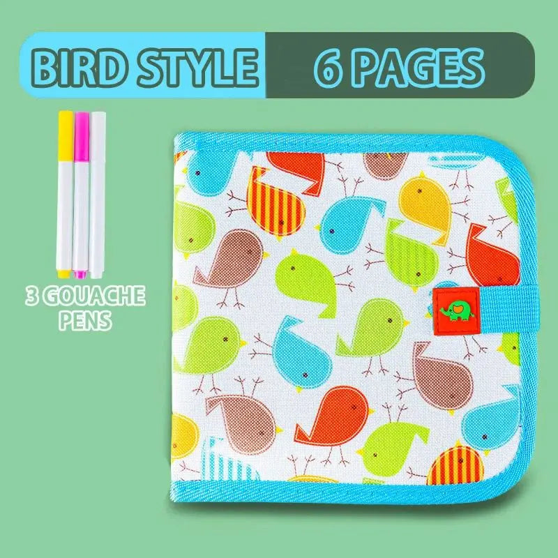 Erasable Doodle Book for Kids – Reusable Drawing Pads with 12 Watercolor Pens, Preschool Toy for Writing and Painting, Travel-Friendly Set