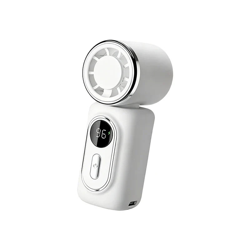 Portable Mini Fan Handheld Small Fans 5 Speeds 3000mAh Cooling Turbo Fan LED Display 180° Adjustable Clip Type-C Rechargeable