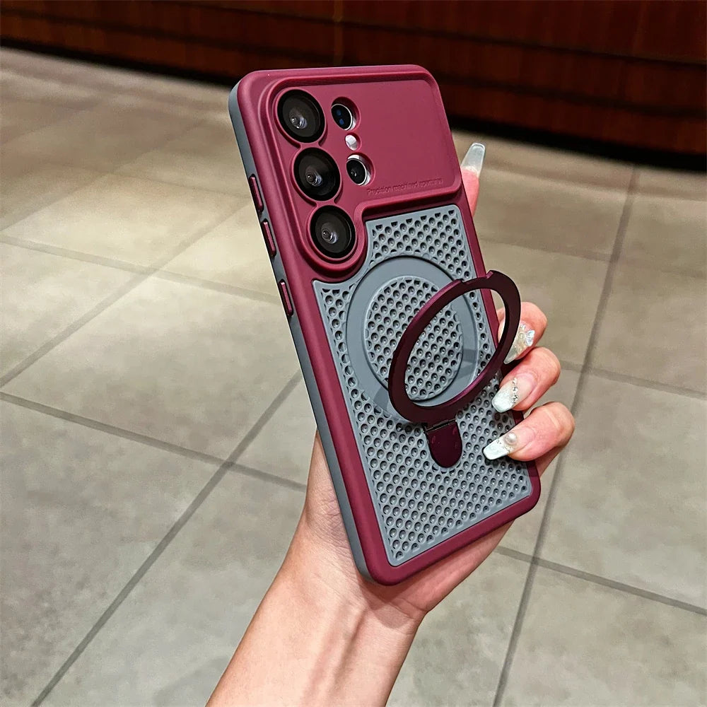 Luxury Heat Dissipation Cooling Mesh Hole Samsung Galaxy S26 Phone Case