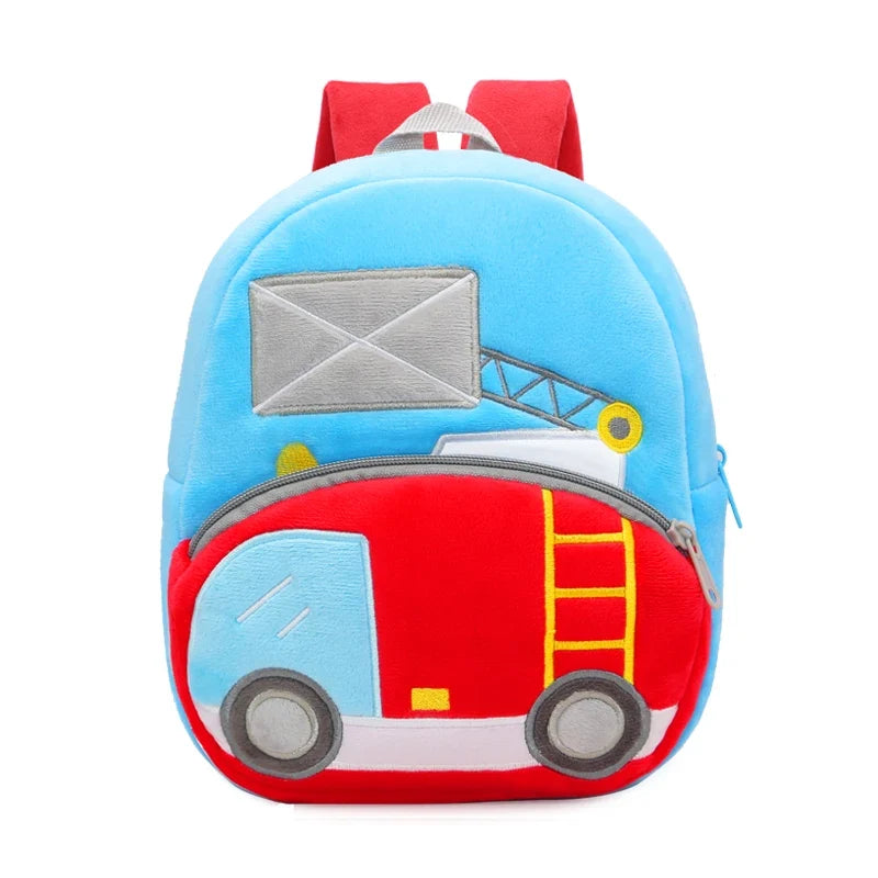 Cartoon Excavator Engineering Backpack for Kids – Plush 2-4 Years Old Small School Bag & Toy Backpack