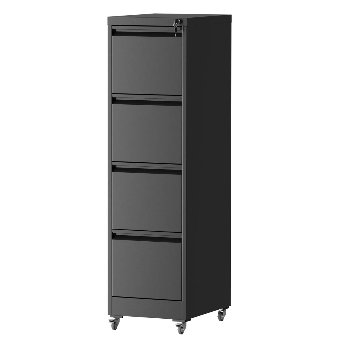 Metal Vertical File Cabinet with Locking Drawers and Wheels - Black or White