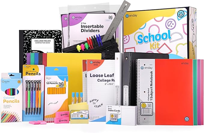 Back to School Supplies High School and College, Premium Quality Kids School Supplies Kit, High School Supplies for Girls and Boys, 79 Pieces - by Enday
