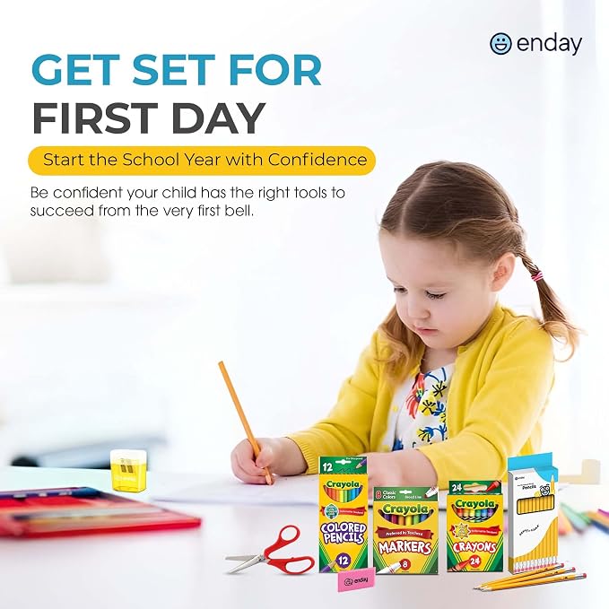 Enday Back to School Supplies Kit - Grades K-5, 83 Piece Back to School Supplies Kit, Kindergarten School Supplies Kids for Girls & Boys (1 Kit)