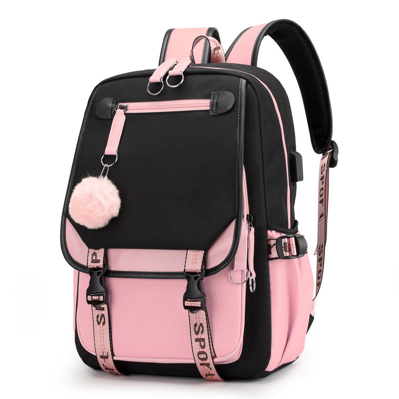 Cartoon Heat Transfer Backpack Large Capacity USB Cartoon Student Schoolbag