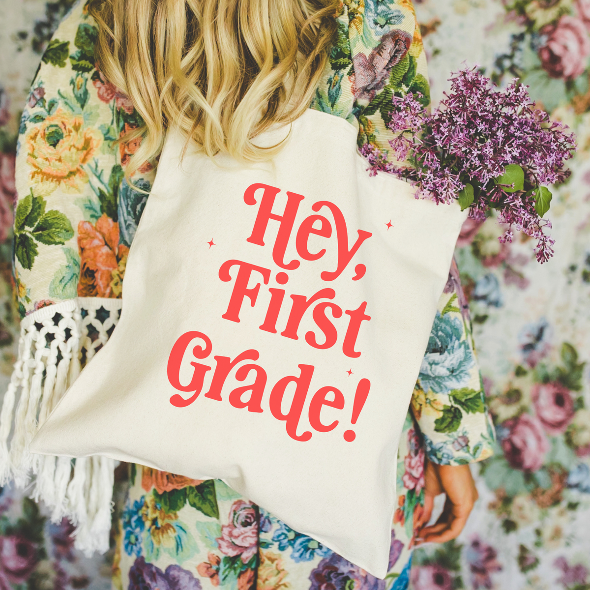 Hey First Grade Back Tote