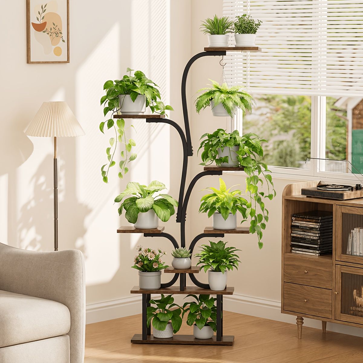 7-Tier Indoor Plant Stand with Grow Lights
