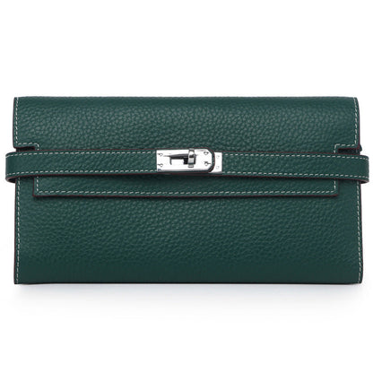 Women's Fashion Classic Lychee Pattern Cowhide Clutch Ladies Wallets