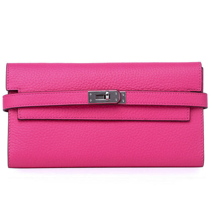 Women's Fashion Classic Lychee Pattern Cowhide Clutch Ladies Wallets