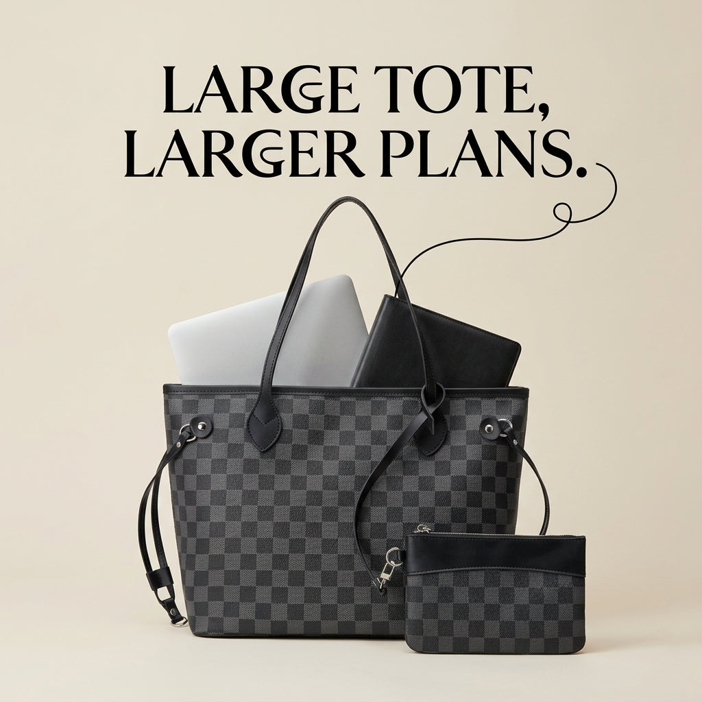 Plaid Tote Bag - Large Capacity Simple Design