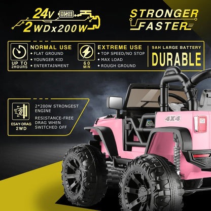 2-Seater 24V Electric Ride-On Truck for Kids with Bluetooth and 2x200W Motors - 87 Exciting Features!