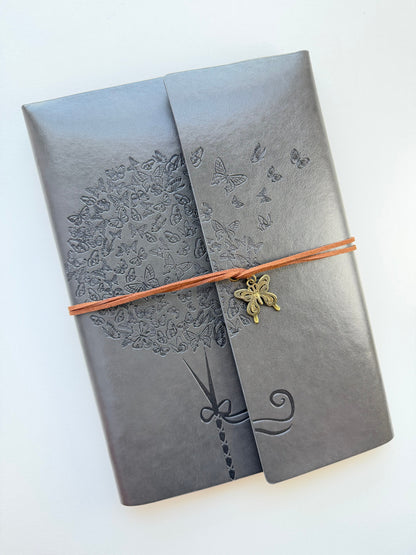 Red A5 Vintage Faux Leather Binder Notebook