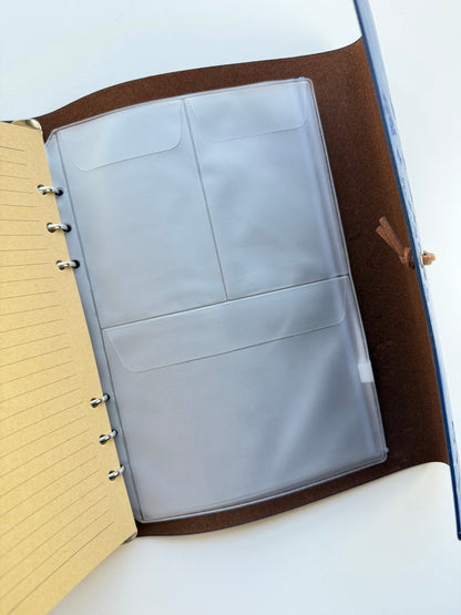 Red A5 Vintage Faux Leather Binder Notebook