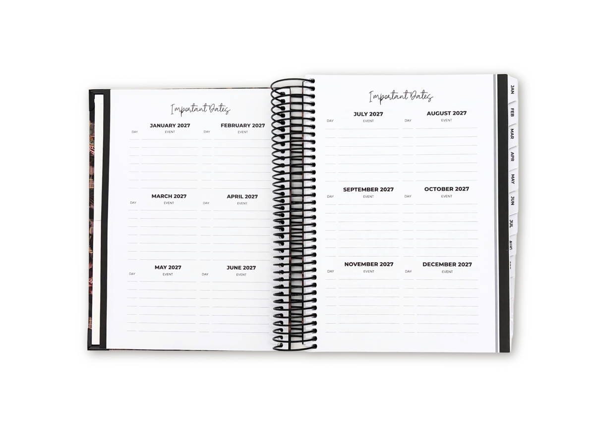 2027 Black Leather Look Daily Planner Premium Bundle