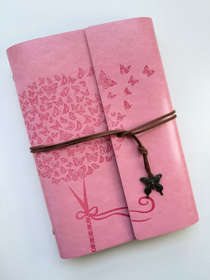 Red A5 Vintage Faux Leather Binder Notebook