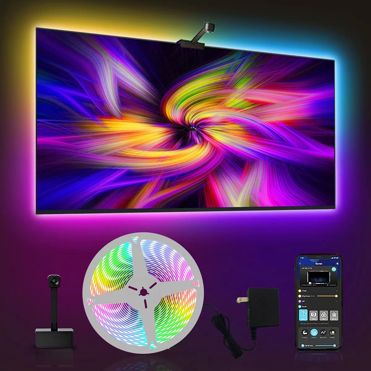 LED Light Strip Bluetooth Sync TV Background Ambient Light with Camera Color Matching