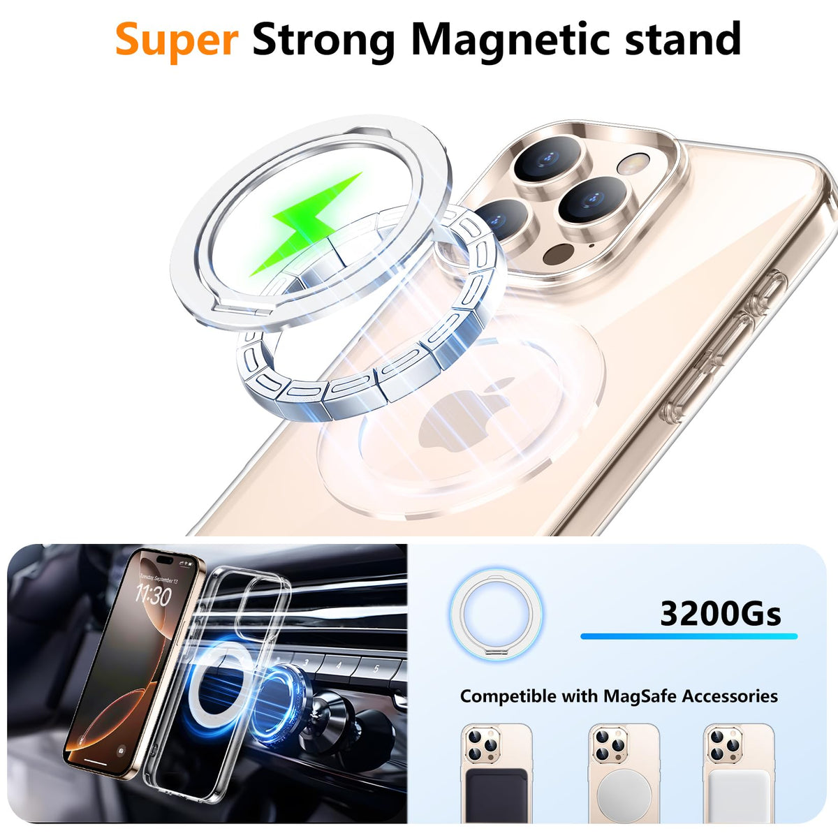 [Like New] Temdan 6.9-Inch Clear Kickstand Case for iPhone 16