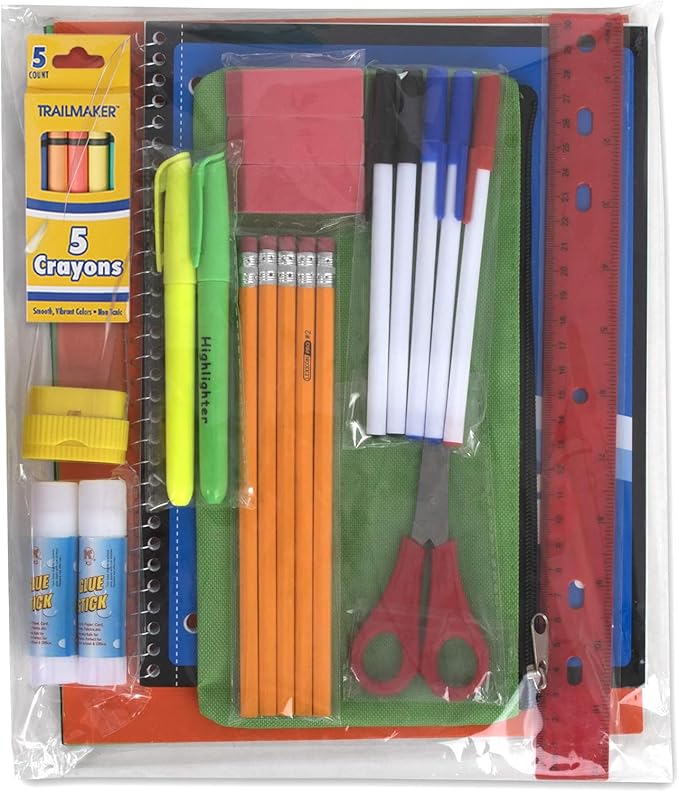 12 Pack of 30 Piece Sets Bulk School Supplies Kits for Girls, Boys Back to School Supplies Box Bundle Pack for Kids Kindergarten, Elementary Includes Notebook, Folders, Pens, Pencils, and More