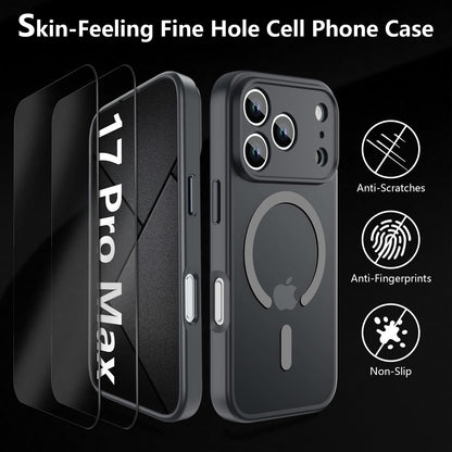 YFEMLAZ Magnetic for iPhone 17 Pro Max Case,with Screen Protectors X2,Full Camera Protection,Compatible with MagSafe,Translucent Matte,Anti-Fingerprint?Shockproof Protective Phone Case,6.9",Black