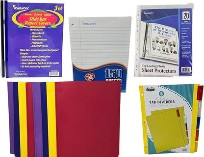 College Ruled Back to School Essential Supply Kit Bundle for Middle, High School and College: Binder, Mechanical Pencils, Sharpies, Pens, Highlighters, Folders, Note Books and More 55+ items