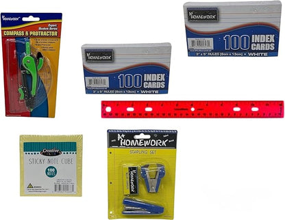 College Ruled Back to School Essential Supply Kit Bundle for Middle, High School and College: Binder, Mechanical Pencils, Sharpies, Pens, Highlighters, Folders, Note Books and More 55+ items