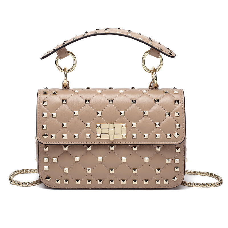 Unique Women's Genuine Leather Rivet Portable Shoulder Bags