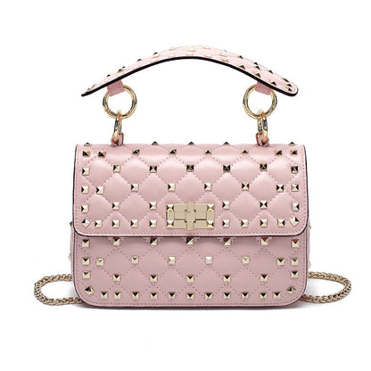 Unique Women's Genuine Leather Rivet Portable Shoulder Bags