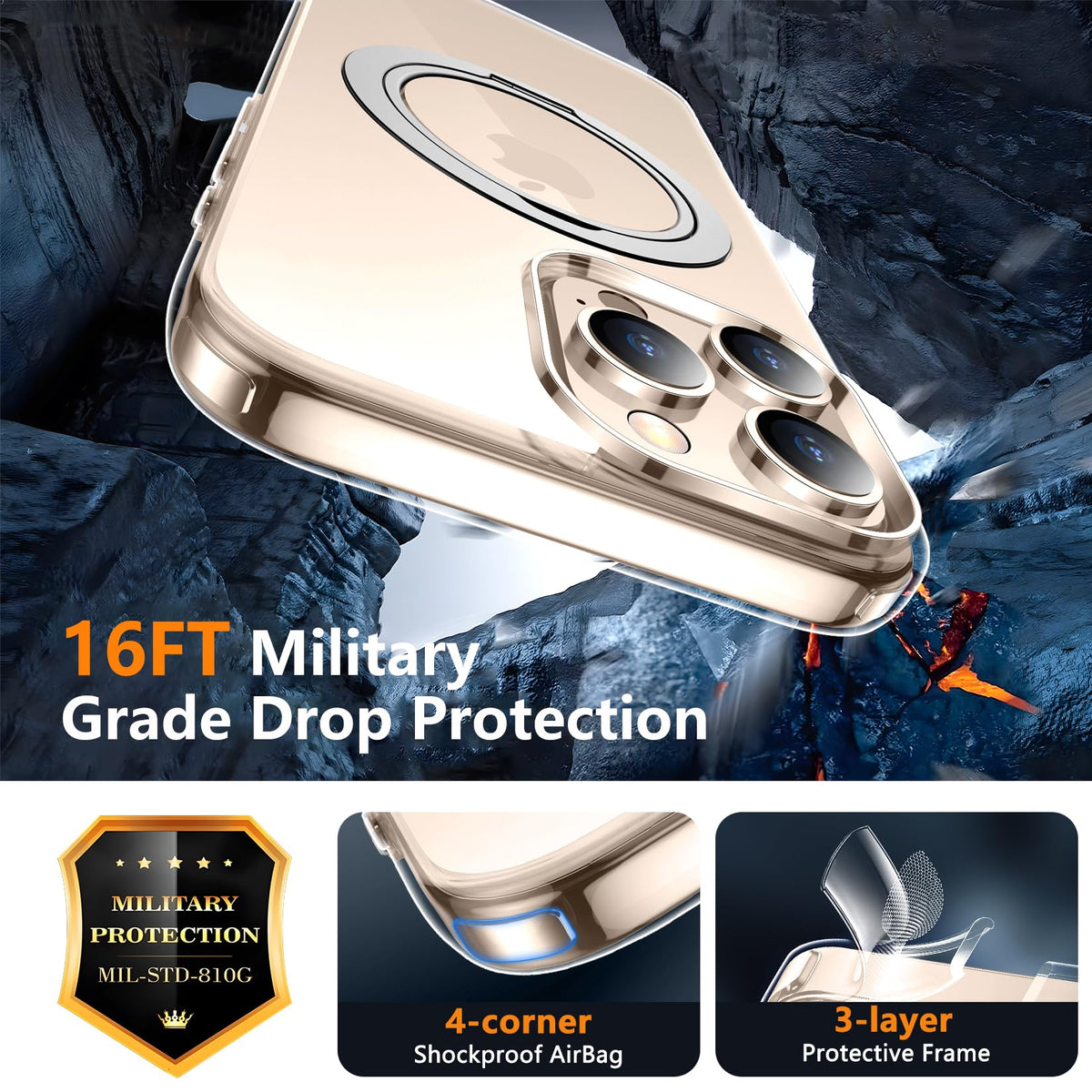 [Like New] Temdan 6.9-Inch Clear Kickstand Case for iPhone 16