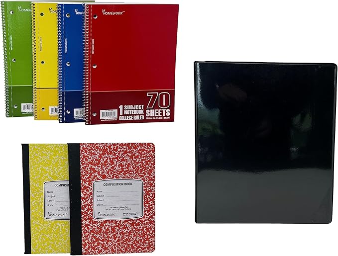 College Ruled Back to School Essential Supply Kit Bundle for Middle, High School and College: Binder, Mechanical Pencils, Sharpies, Pens, Highlighters, Folders, Note Books and More 55+ items