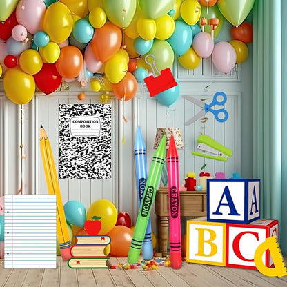 14 Pcs Giant Back to School Party Decorations ABC Alphabet Party Favor Box Large Inflatable Pencil Crayon for Celebration Back to School Birthday Decoration