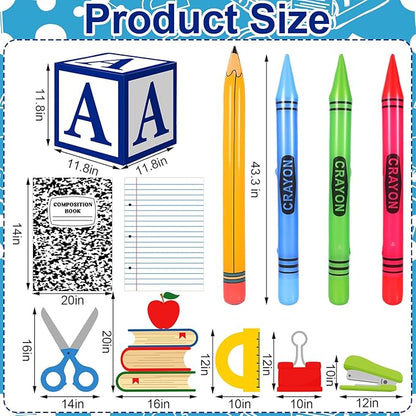14 Pcs Giant Back to School Party Decorations ABC Alphabet Party Favor Box Large Inflatable Pencil Crayon for Celebration Back to School Birthday Decoration