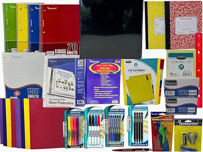 College Ruled Back to School Essential Supply Kit Bundle for Middle, High School and College: Binder, Mechanical Pencils, Sharpies, Pens, Highlighters, Folders, Note Books and More 55+ items