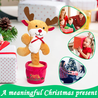 Dancing Christmas Toys Funny Tree Repeat Talking  Electronic Plush Toys Can Sing Record Lighten Early Education Funny Gift Christmas