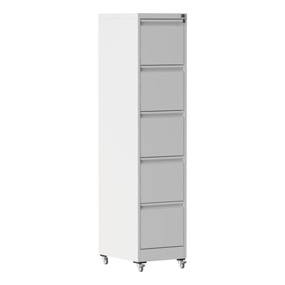 Metal Vertical File Cabinet with Locking Drawers and Wheels - Black or White