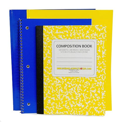 Back to School Supply Box Grades K-5 - School Supply Boxes - 32 Piece School Supplies Kit Includes Markers, Crayons, Pencils, Scissors, Folders, Glue Sticks, Notebook, and Composition Book